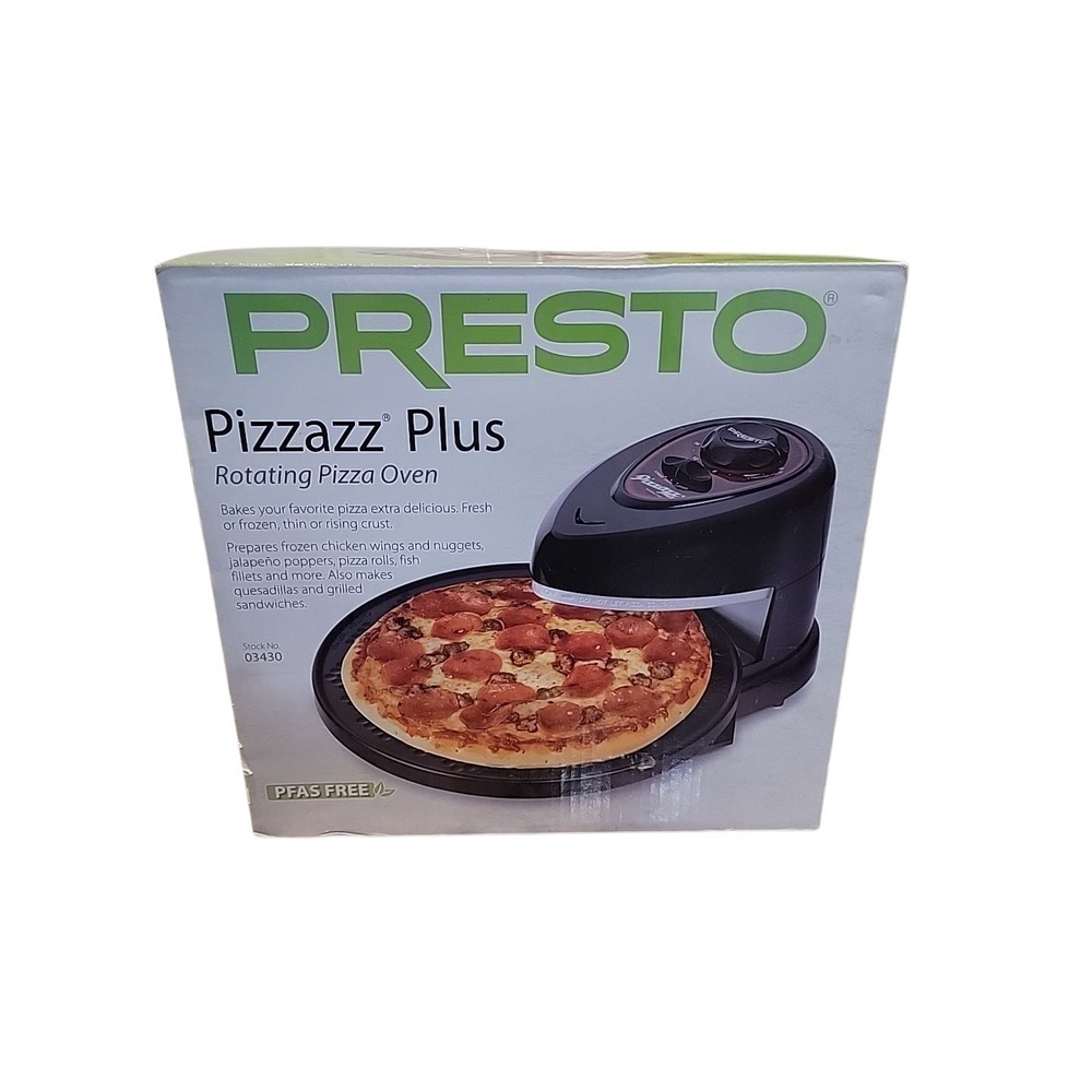 Presto 03430 Pizzazz Plus Rotating Pizza Oven, Bake 7-12" NEW Sealed